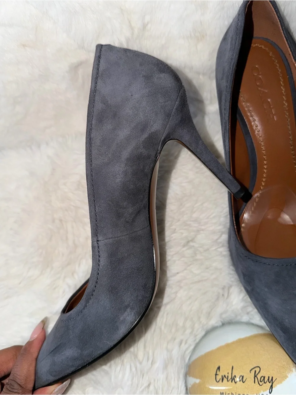 COACH Gray Waverly Suede Pumps